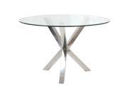 Moes Home Redondo Round Glass Dining Table w Stainless Steel Base