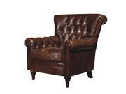 Moes Home New Castle Club Chair in Brown Leather