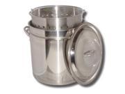 King Kooker Stainless Steel Boiling Pot with Steam Rim. Lid Basket 102 Quart