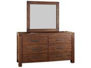 Modus Meadow Six Drawer Solid Wood Dresser w Mirror in Brick Brown