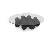 Manhattan Comfort Waverly 28 Round Glass Top Accent End Coffee Table In Black G