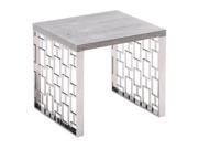 Armen Living Skyline Grey wash End Table in Brushed Steel finish Armen Living Skyline Grey wash End Table in Brushed Steel finish