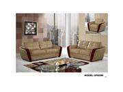 Global Furniture 3 Piece Living Room Set in Deep Cream Leather
