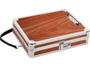 Vaultz Locking Wooden Art Case Shoulder Strap 13 x 10 x 3.25 inches Brown VZ03440