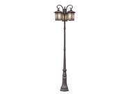 Corner Windows 3 Lantern Lamp Post in Black