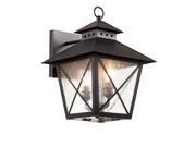 Black 2 Light 14.75 Outdoor Wall Sconce with Clear Seeded Glass
