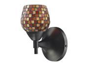 Celina 1 Light Sconce In Dark Rust With Multi Fusion Glass
