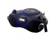 Axess Blue Portable Boombox MP3 CD Player with Text Display with AM FM Stereo USB SD MMC AUX Inputs