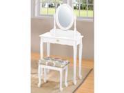 1PerfectChoice Queen Ann 3pc Vanity Makeup Table Mirror Set 1 Drawer Carved Apron White Finish