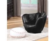 1PerfectChoice Youth All Star Sport Black Baseball Glove Swivel Chair w Ottoman Stool White