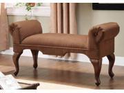 1PerfectChoice Aston Accent Bench Chaise Chair Chocolate Microfiber Seat Rolled Arm Design Wood
