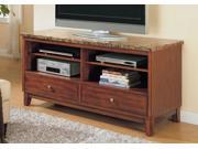 1PerfectChoice Bologna TV Stand Cabinet Entertainment Console Drawer Faux Marble Brown Cherry