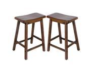 1PerfectChoice Gaucho Set of 2 Kitchen 24 H Counter Height Bar Saddle Stools Solid Wood Walnut