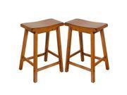 1PerfectChoice Gaucho Set of 2 Kitchen 24 H Counter Height Bar Saddle Stools Solid Wood in Oak