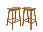 1PerfectChoice Gaucho Set of 2 Kitchen Dining 29 H Bar Saddle Stools Barstool Solid Wood in Oak