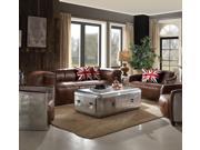 1PerfectChoice Brancaster 2Pcs Retro Brown Leather Aluminum Sofa Set