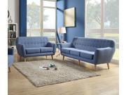 1PerfectChoice Ngaio 2Pcs Blue Fabric Sofa Set Loveseat