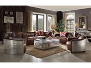 1PerfectChoice Brancaster 4Pcs Retro Brown Leather Aluminum Sofa Set