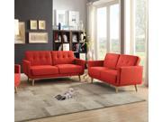 1PerfectChoice Sisilla 2Pcs Red Fabric Sofa Set Loveseat