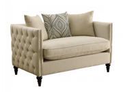 1PerfectChoice Claxton Traditional Beige White Linen Blend Loveseat