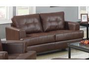 1PerfectChoice Samuel Contemporary Bonded Leather Tufted Loveseat in Brown