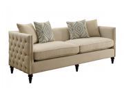 1PerfectChoice Claxton Traditional Beige White Linen Blend Sofa