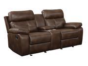1PerfectChoice Damiano Brown Faux Leather Glider Loveseat with Console