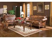 1PerfectChoice 3 Pcs Warm Brown Classic Leather Living Room Sofa Set