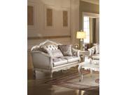 1PerfectChoice Chantelle Rose Gold PU Fabric Pearl White Loveseat