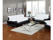 1PerfectChoice Orel 2Pcs Black White Bonded Leather Sofa Set Loveseat