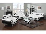 1PerfectChoice Rozene 3Pcs White Black Bonded Leather Sofa Set