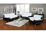 1PerfectChoice Orel 3Pcs Black White Bonded Leather Sofa Set