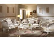 1PerfectChoice Chantelle 2Pcs Rose Gold PU Fabric Pearl White Sofa Set