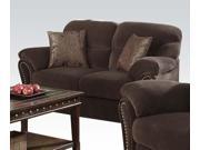 1PerfectChoice Patricia Chocolate Velvet Loveseat With Pillows