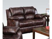 1PerfectChoice Zanthe Brown Polished Microfiber Reclining Loveseat