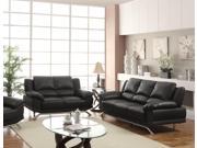 1PerfectChoice Maigan 2Pcs Black Bonded Leather Match Sofa Set Loveseat
