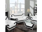 1PerfectChoice Rozene White Black Bonded Leather Loveseat