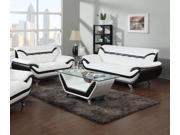 1PerfectChoice Rozene 2Pcs White Black Bonded Leather Sofa Set Loveseat