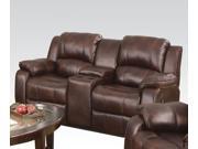 1PerfectChoice Zanthe Brown Polished Microfiber Reclining Loveseat Console