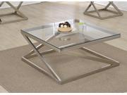 1PerfectChoice Ollie Brushed Nickel Clear Glass Coffee Table