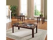 1PerfectChoice Finely Cherry 3pcs Faux Marble Top Coffee Table Set