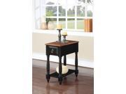 1PerfectChoice Qrabard Oak Black Side Table With Drawer Shelf