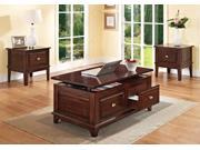 1PerfectChoice 3PC Mahir Occasional Lift Top Coffee Table End Table Storage Drawers In Walnut