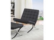 1PerfectChoice Elian Accent Chair Optional Ottoman X Chrome Base Black PU Button Tufted Seat Model Accent Chair Only