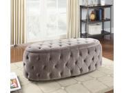 1PerfectChoice Maddy Accent Elegant Button Tufted Lounge Oval Ottoman Gray Padded Fabric