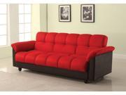 1PerfectChoice Achava Living Room Adjustable Sofa Bed Sleeper Storage Futon Red Microfiber PU