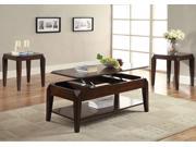 1PerfectChoice 3PC Docila Occasional Lift Top Coffee Table Beveled Edges End Table Set Wlanut