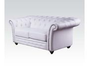 1PerfectChoice Camden Elegant 2 Seat Loveseat White Bonded Leather Tufted Nailhead Trim Accent