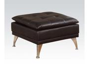 1PerfectChoice Frasier Occasional Accent Black PU Leather Ottoman Footstool Pouf With Metal Legs