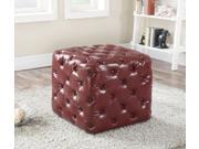 1PerfectChoice Norris Accent Elegant Button Tufted Lounge Square Ottoman Burgundy PU Leather